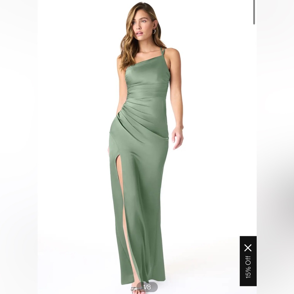 Azazie Eren Stretch Satin Dress in Matcha